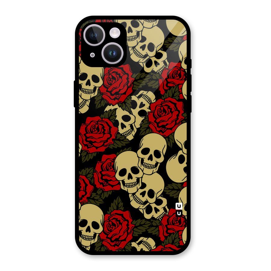 Skulled Roses Glass Back Case for iPhone 14 Plus