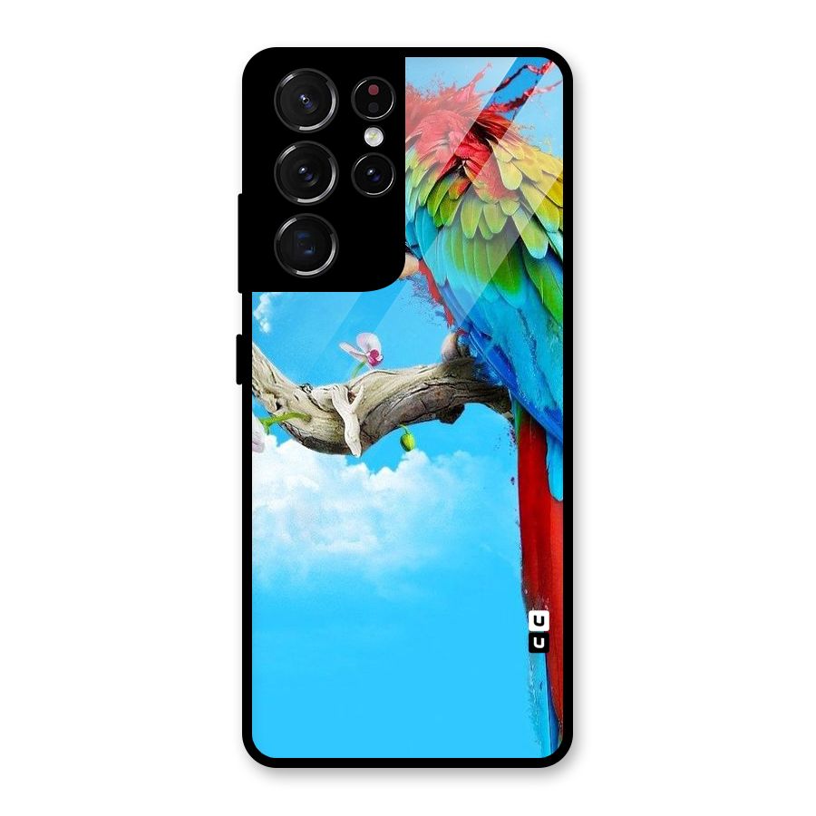 Sky Parrot Glass Back Case for Galaxy S21 Ultra 5G