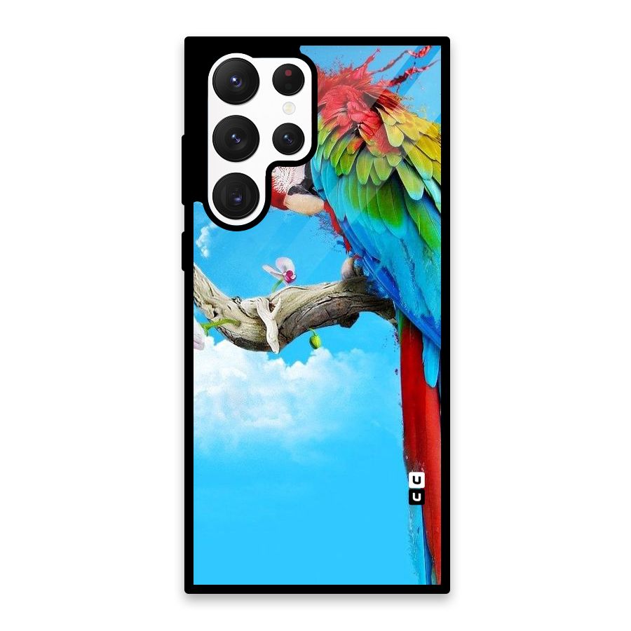 Sky Parrot Glass Back Case for Galaxy S22 Ultra 5G