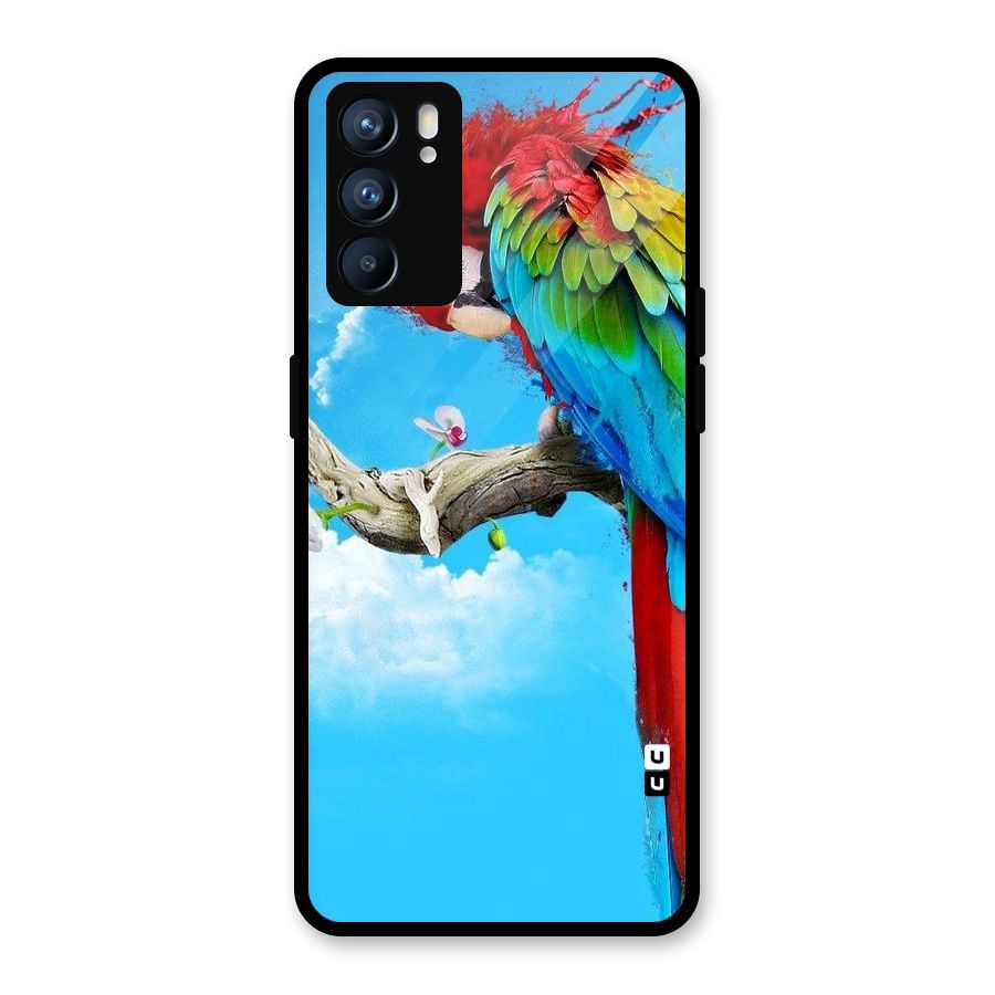 Sky Parrot Glass Back Case for Oppo Reno6 5G