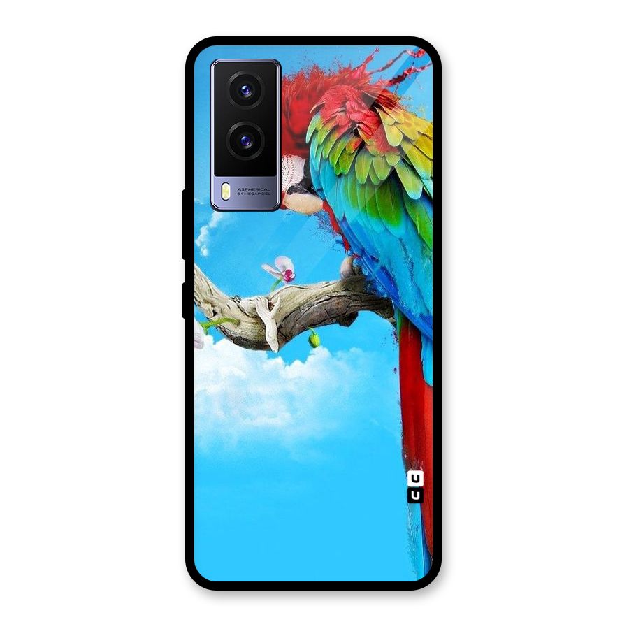 Sky Parrot Glass Back Case for Vivo V21e 5G