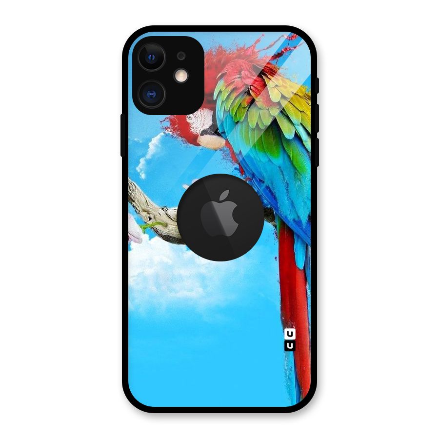 Sky Parrot Glass Back Case for iPhone 11 Logo Cut