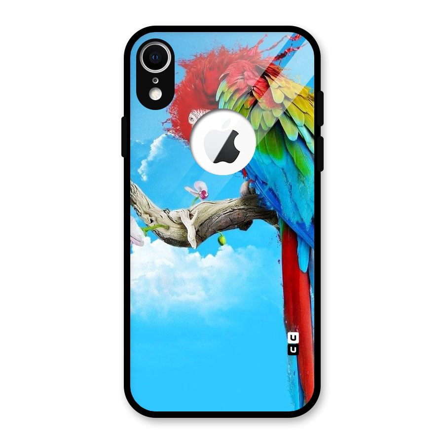 Sky Parrot Glass Back Case for iPhone XR Logo Cut