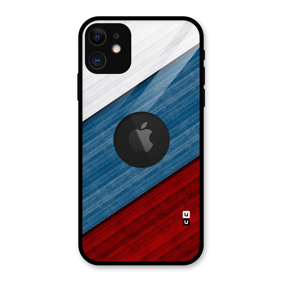 Slant Beautiful Stripe Glass Back Case for iPhone 11 Logo Cut