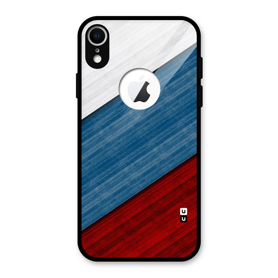 Slant Beautiful Stripe Glass Back Case for iPhone XR Logo Cut
