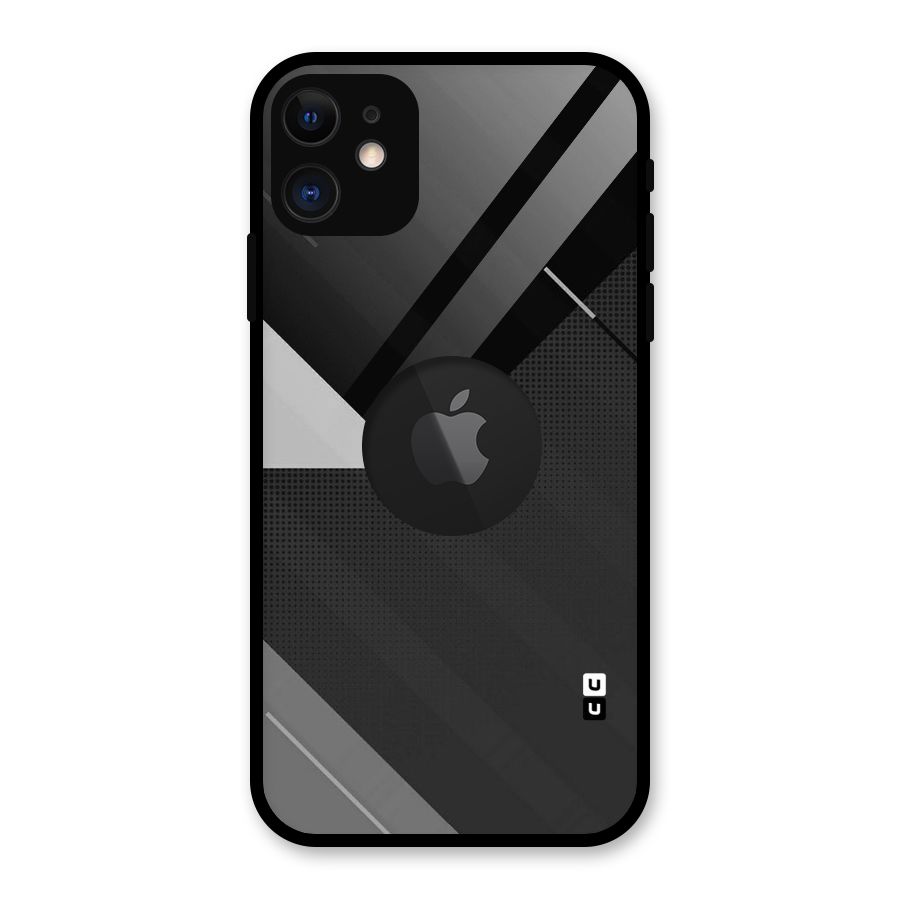 Slant Grey Glass Back Case for iPhone 11 Logo Cut
