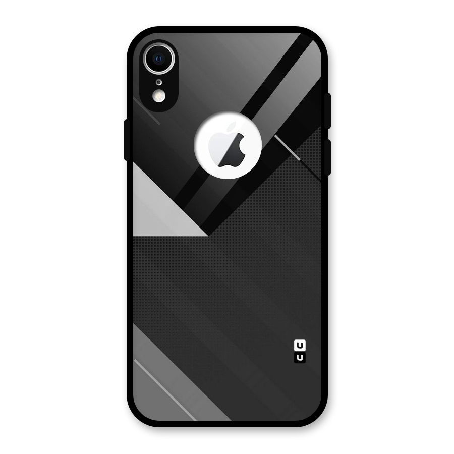 Slant Grey Glass Back Case for iPhone XR Logo Cut