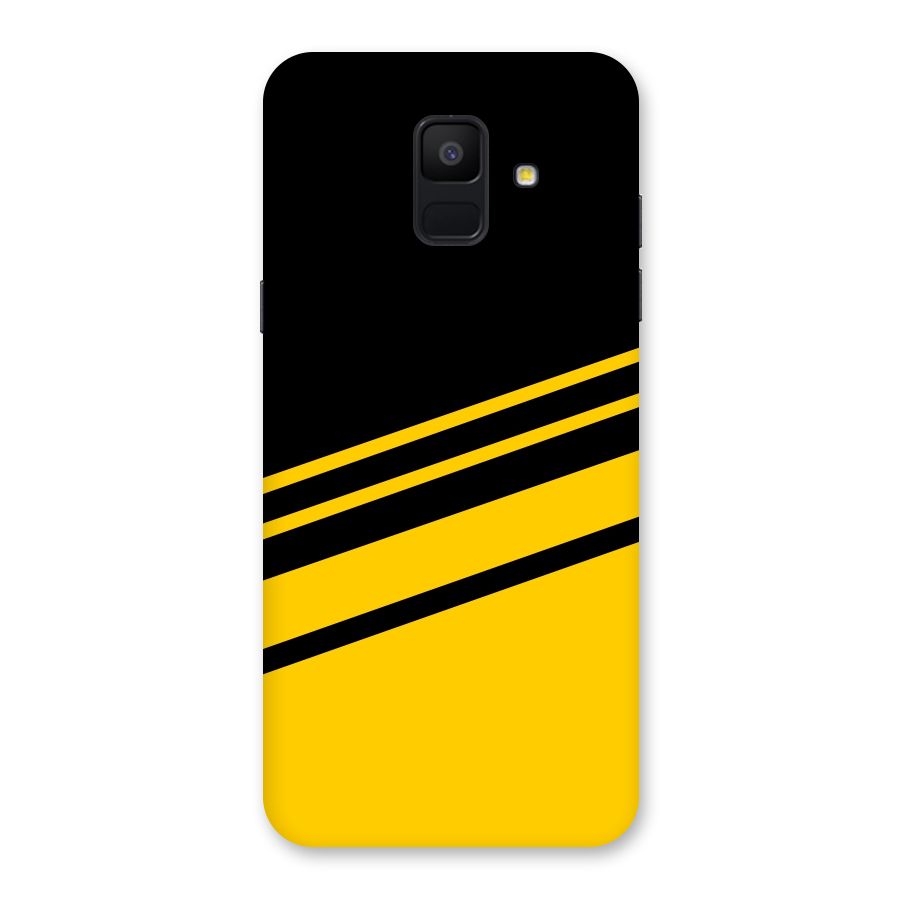 Slant Yellow Stripes Back Case for Galaxy A6 (2018)
