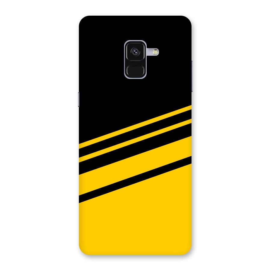 Slant Yellow Stripes Back Case for Galaxy A8 Plus