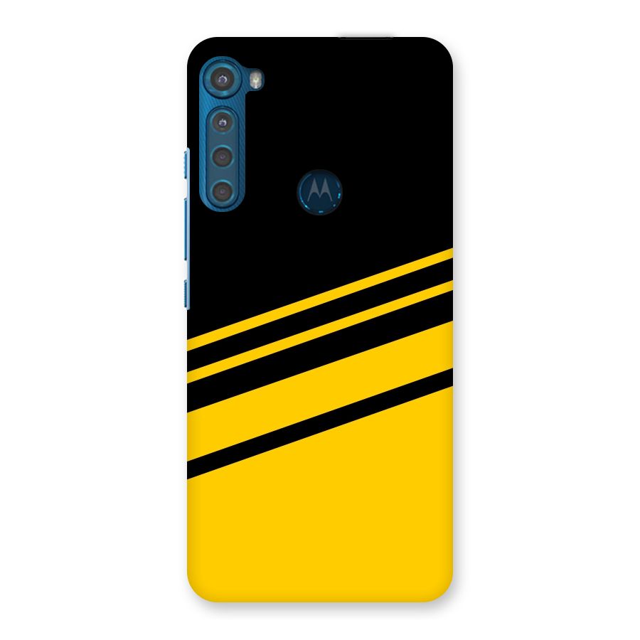 Slant Yellow Stripes Back Case for Motorola One Fusion Plus