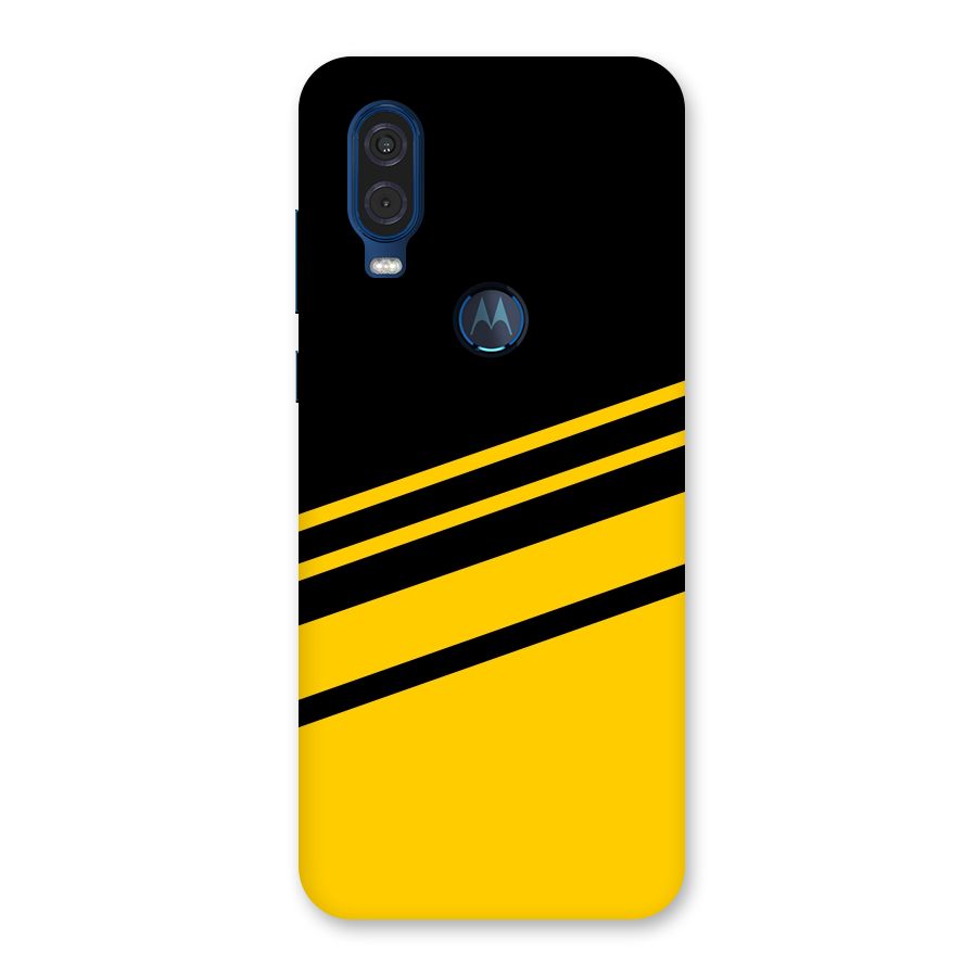 Slant Yellow Stripes Back Case for Motorola One Vision