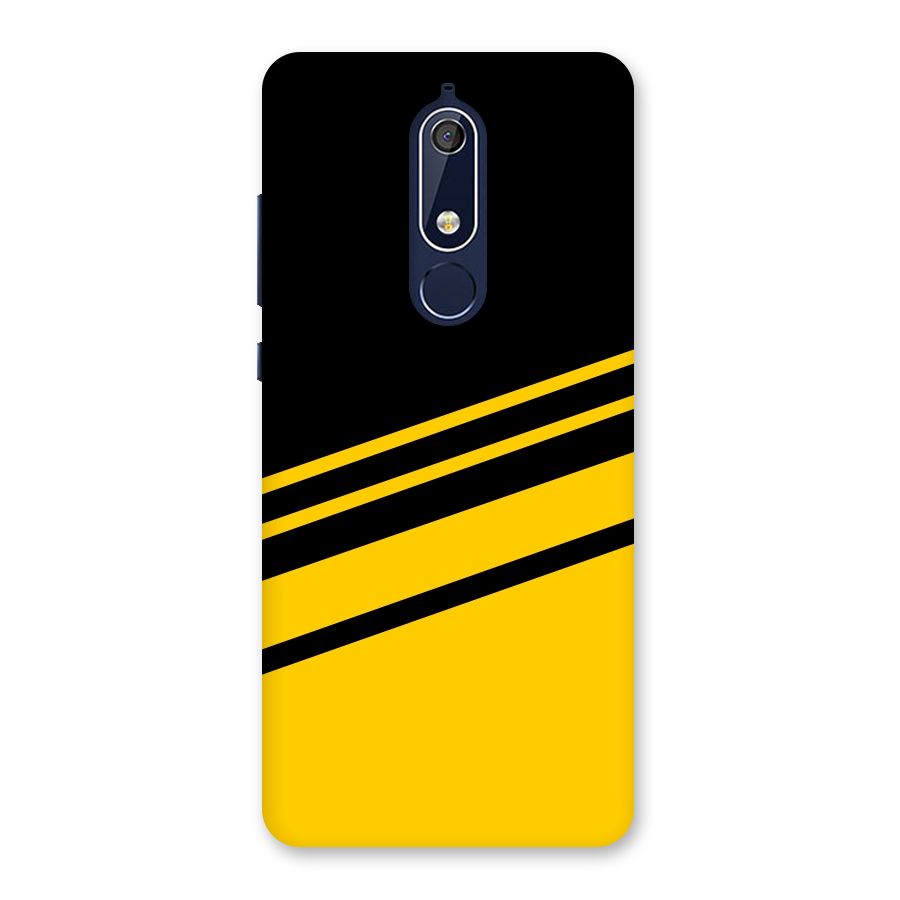 Slant Yellow Stripes Back Case for Nokia 5.1