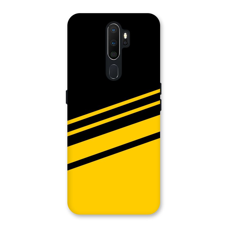 Slant Yellow Stripes Back Case for Oppo A5 (2020)