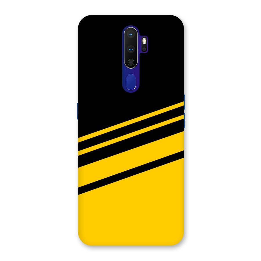 Slant Yellow Stripes Back Case for Oppo A9 (2020)