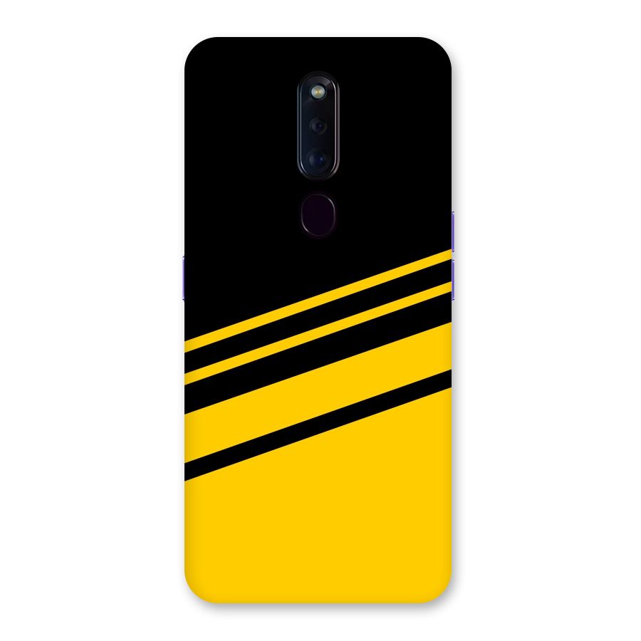 Slant Yellow Stripes Back Case for Oppo F11 Pro