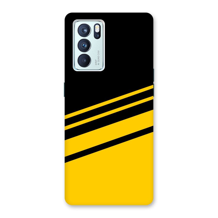 Slant Yellow Stripes Back Case for Oppo Reno6 Pro 5G