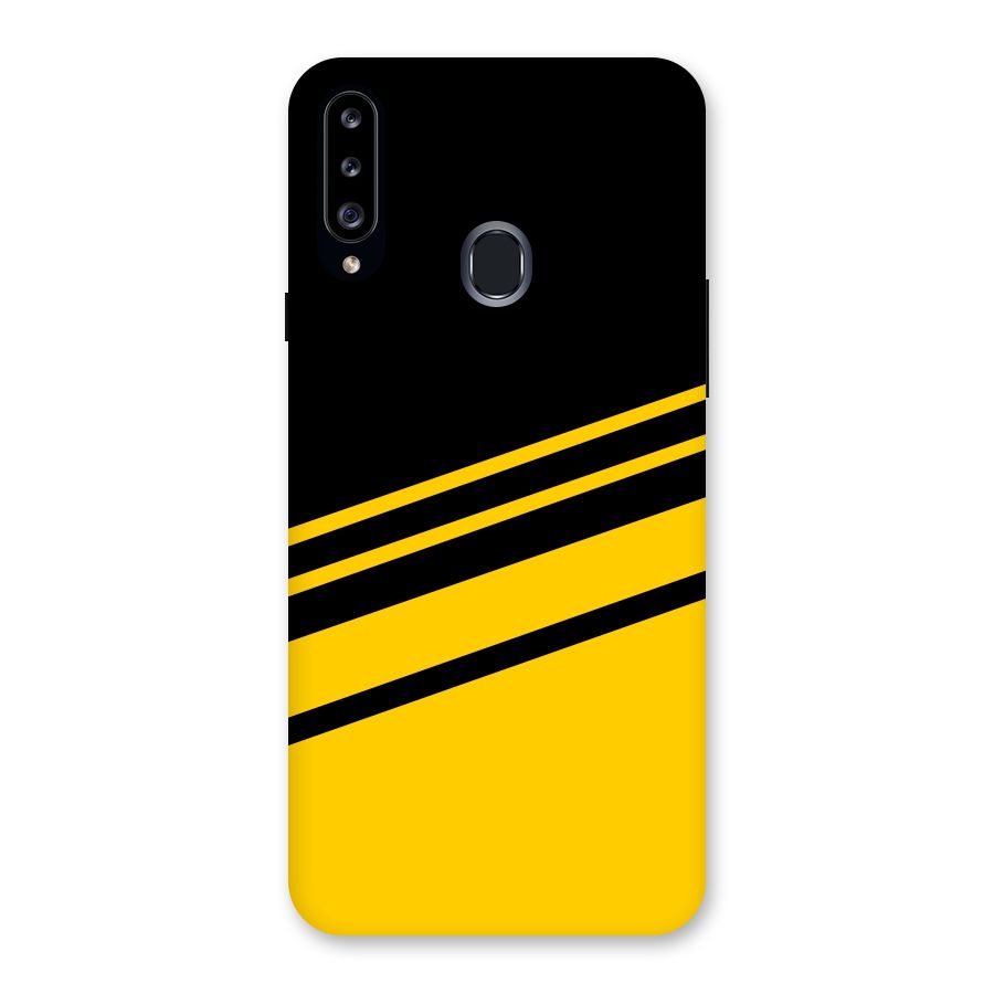 Slant Yellow Stripes Back Case for Samsung Galaxy A20s