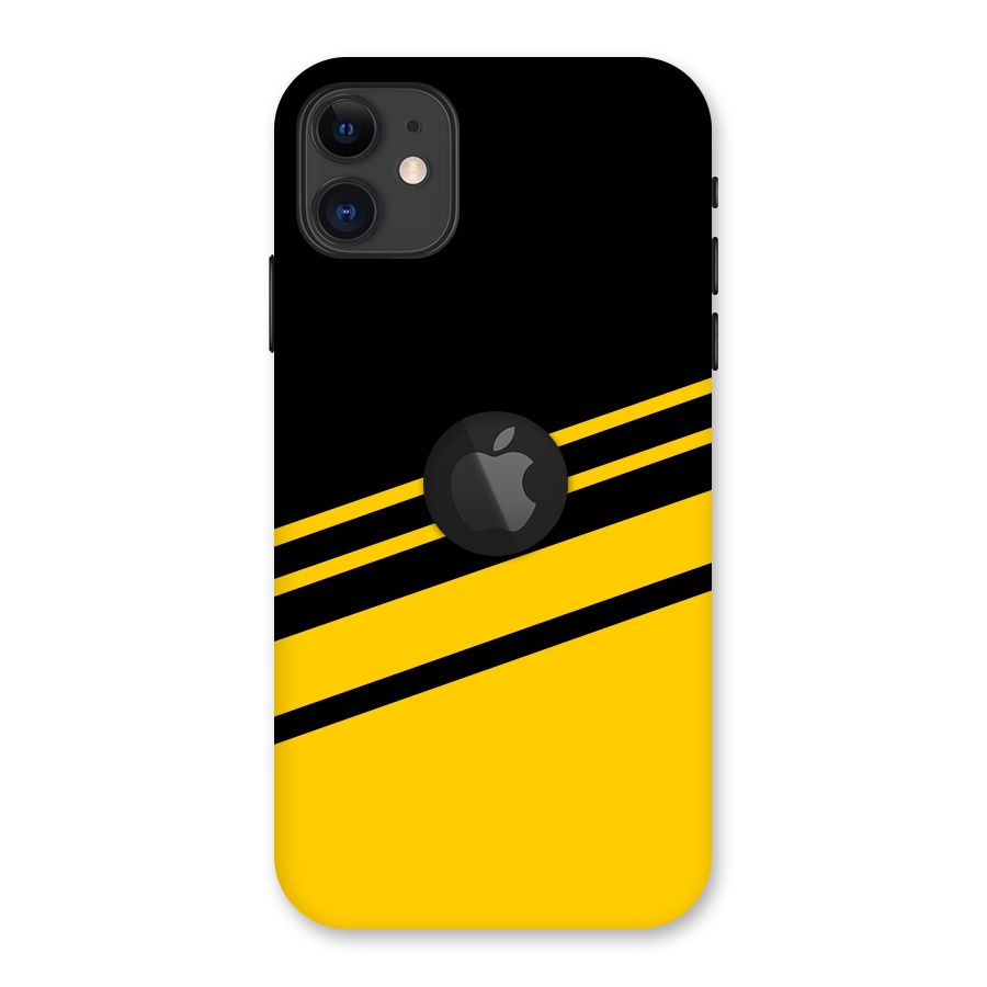 Slant Yellow Stripes Back Case for iPhone 11 Logo Cut