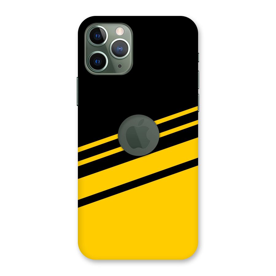 Slant Yellow Stripes Back Case for iPhone 11 Pro Logo  Cut
