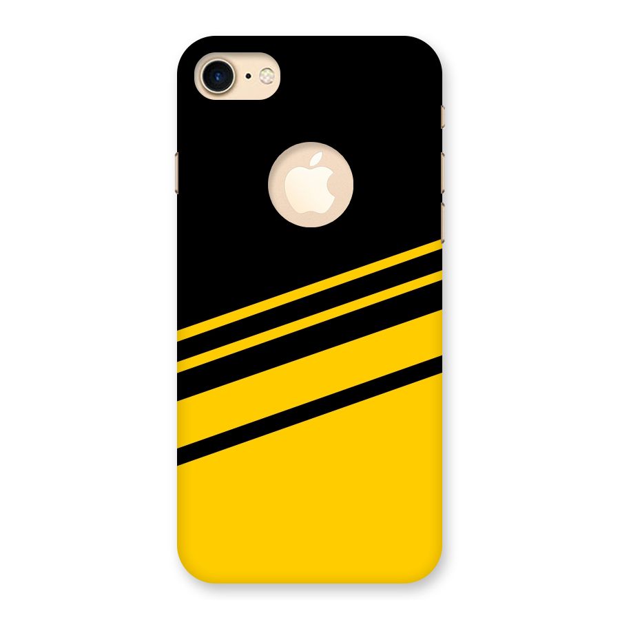 Slant Yellow Stripes Back Case for iPhone 7 Logo Cut