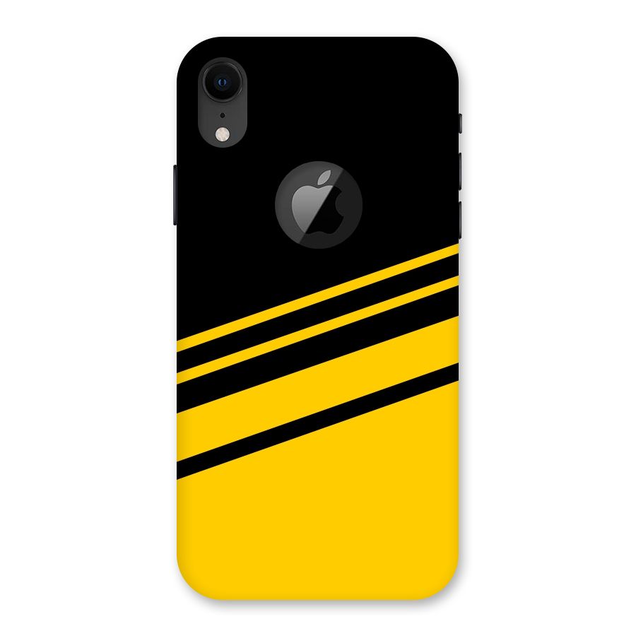 Slant Yellow Stripes Back Case for iPhone XR Logo Cut