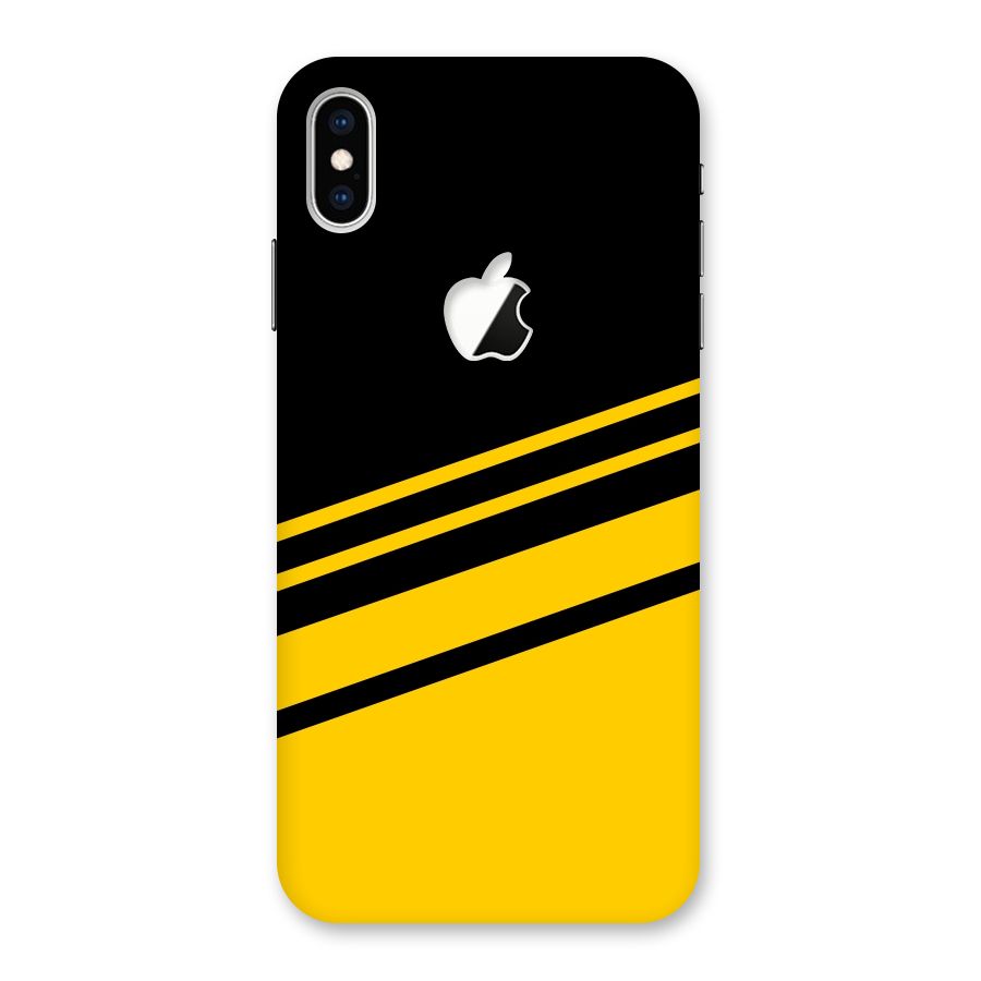 Slant Yellow Stripes Back Case for iPhone XS Max Apple Cut