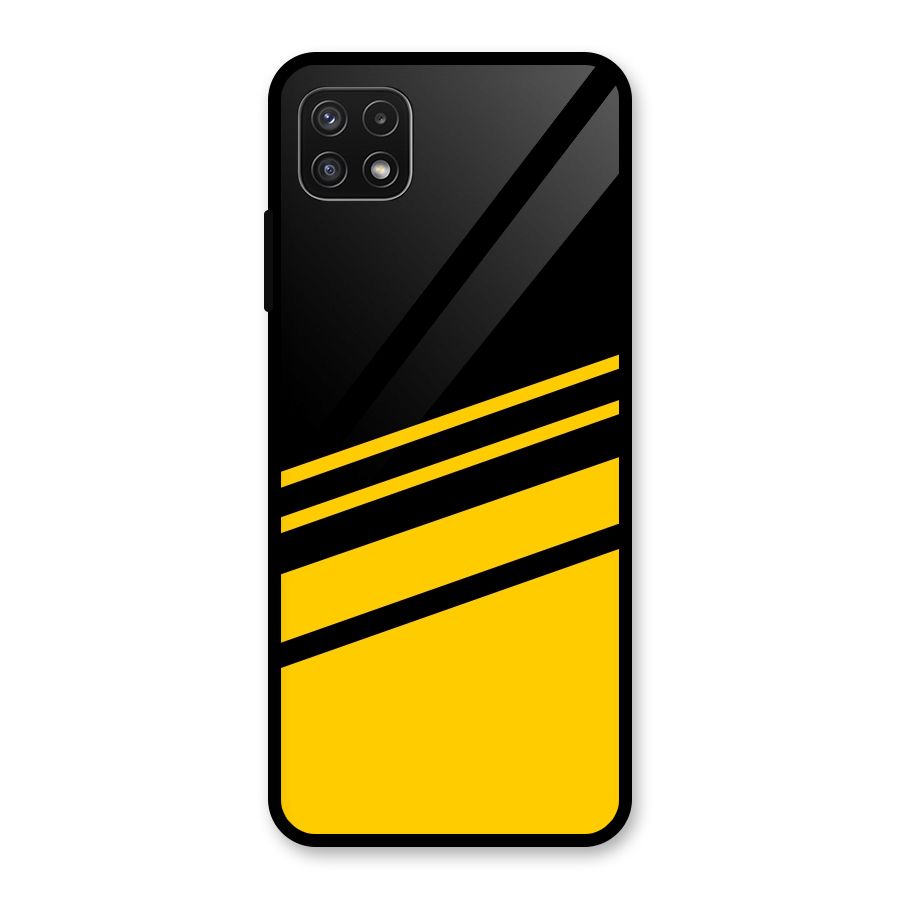 Slant Yellow Stripes Glass Back Case for Galaxy A22 5G