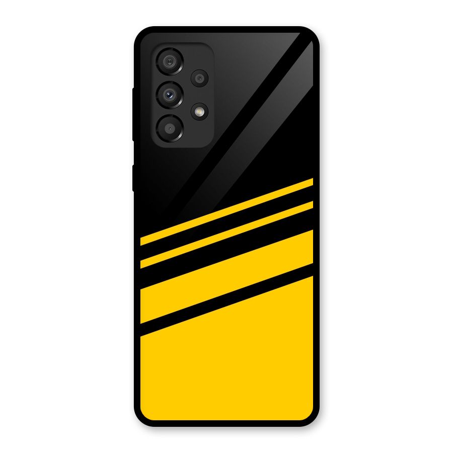 Slant Yellow Stripes Glass Back Case for Galaxy A33 5G
