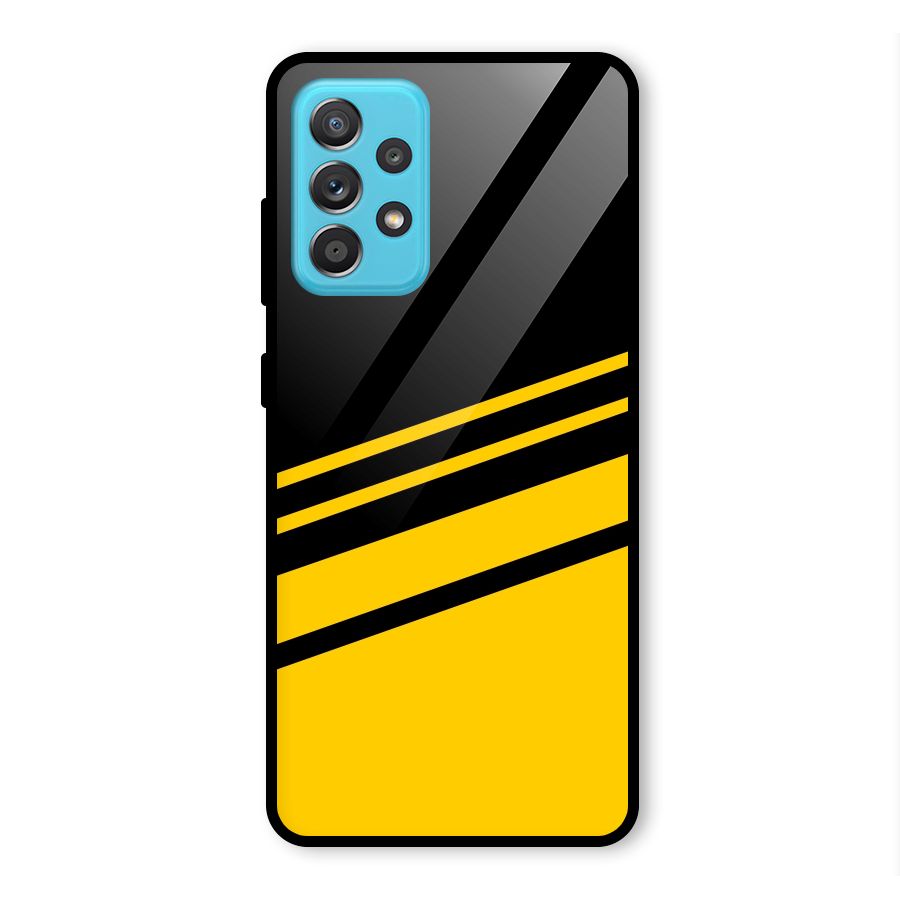 Slant Yellow Stripes Glass Back Case for Galaxy A52s 5G
