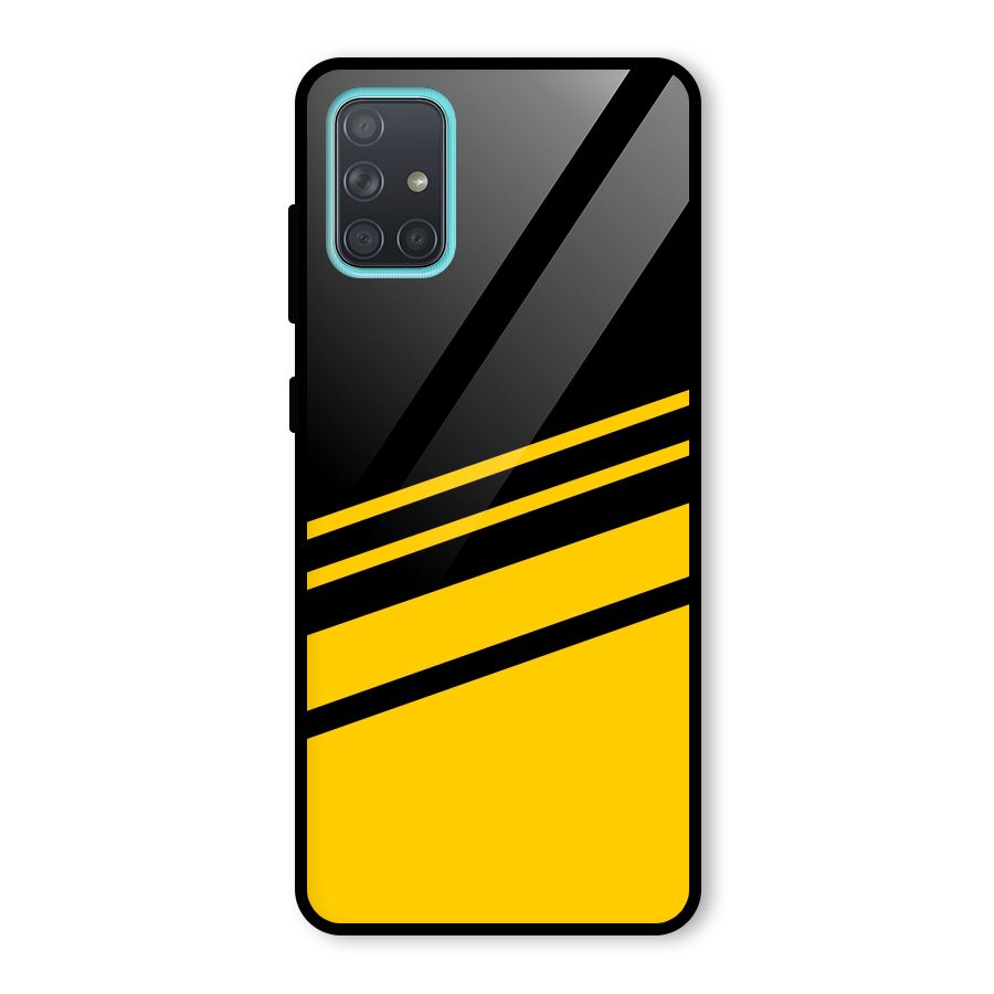 Slant Yellow Stripes Glass Back Case for Galaxy A71