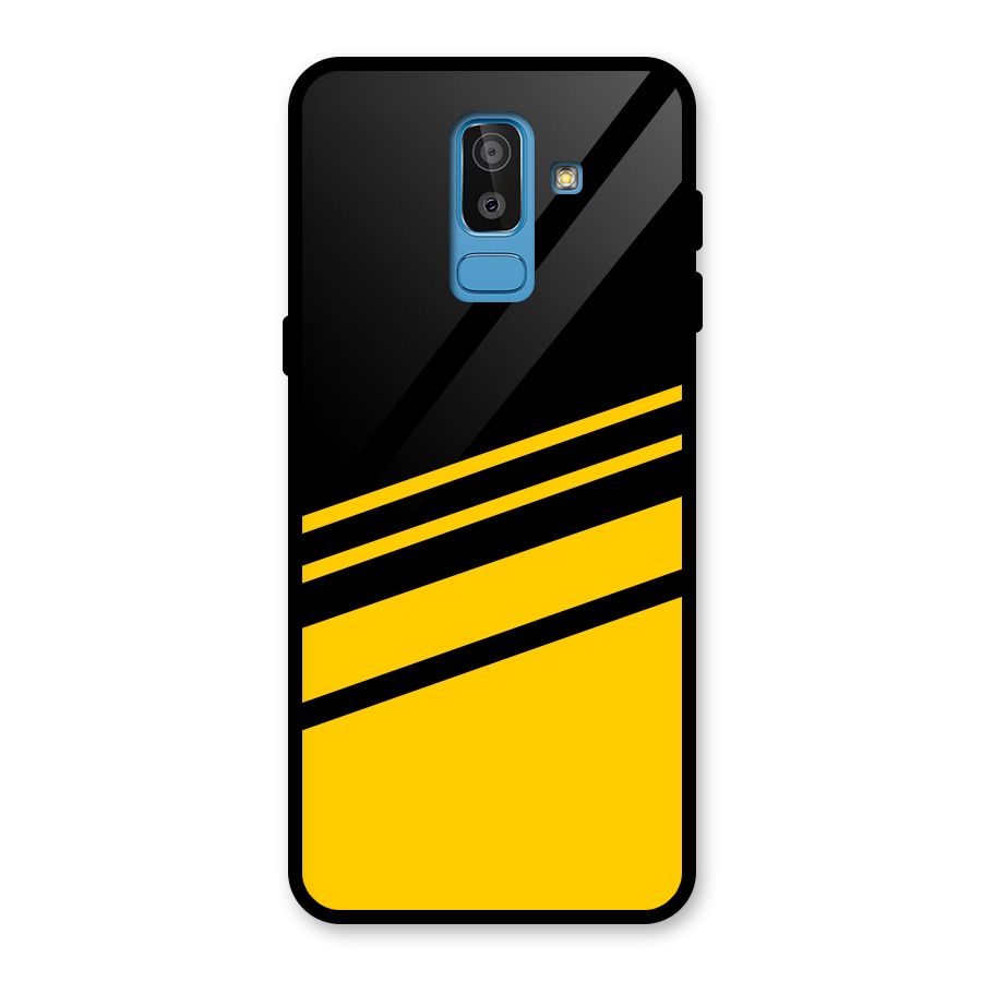 Slant Yellow Stripes Glass Back Case for Galaxy J8