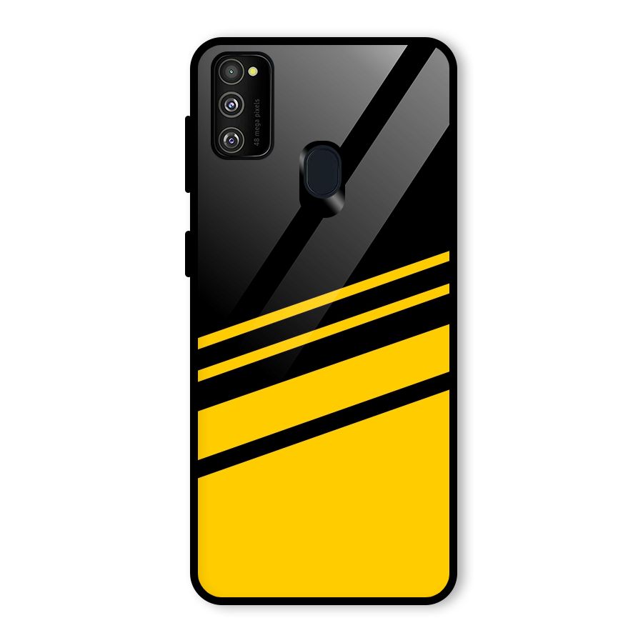 Slant Yellow Stripes Glass Back Case for Galaxy M30s