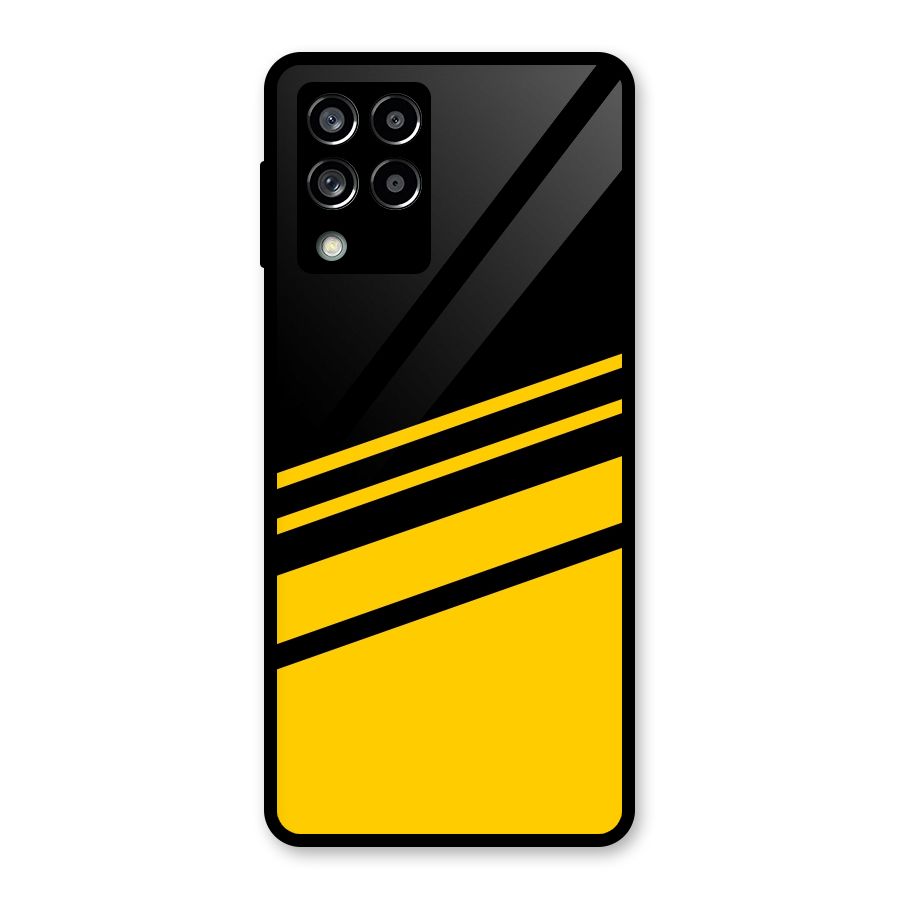 Slant Yellow Stripes Glass Back Case for Galaxy M53 5G