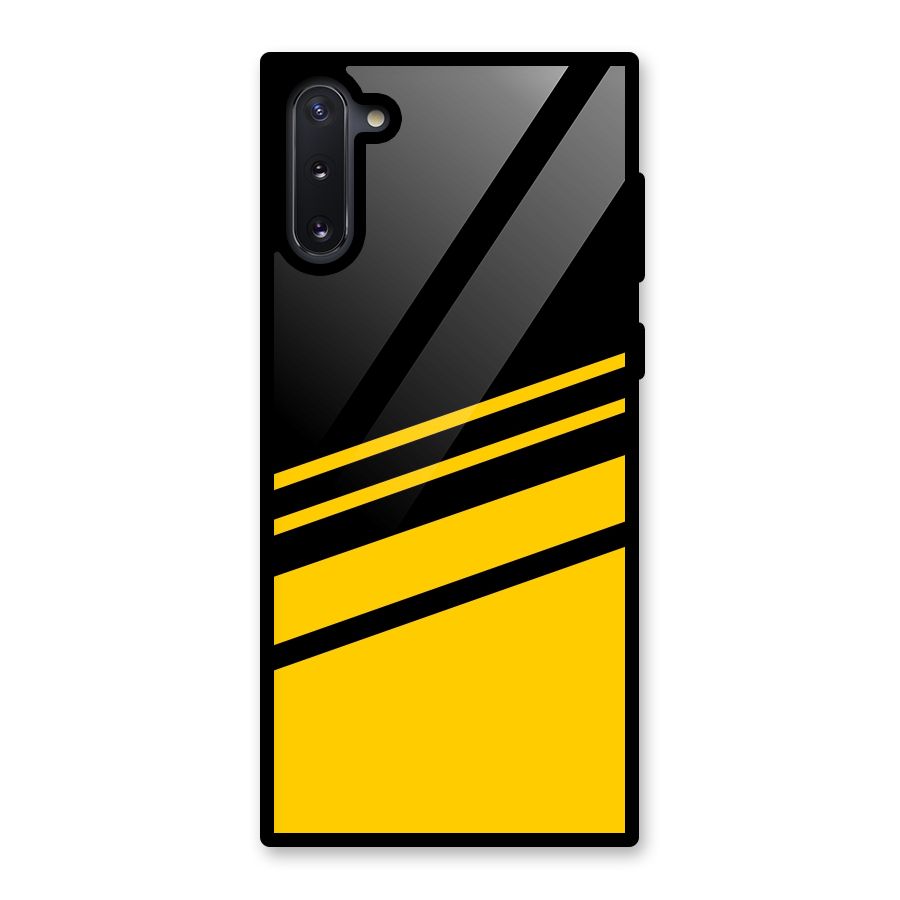 Slant Yellow Stripes Glass Back Case for Galaxy Note 10