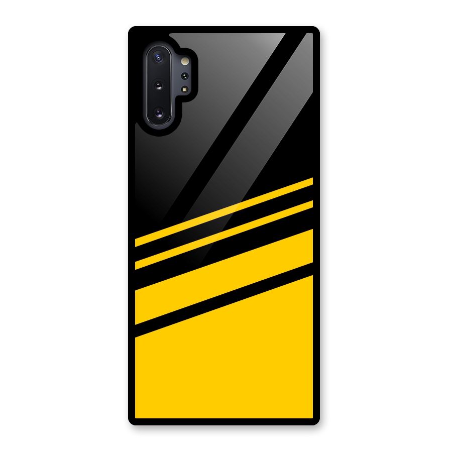 Slant Yellow Stripes Glass Back Case for Galaxy Note 10 Plus