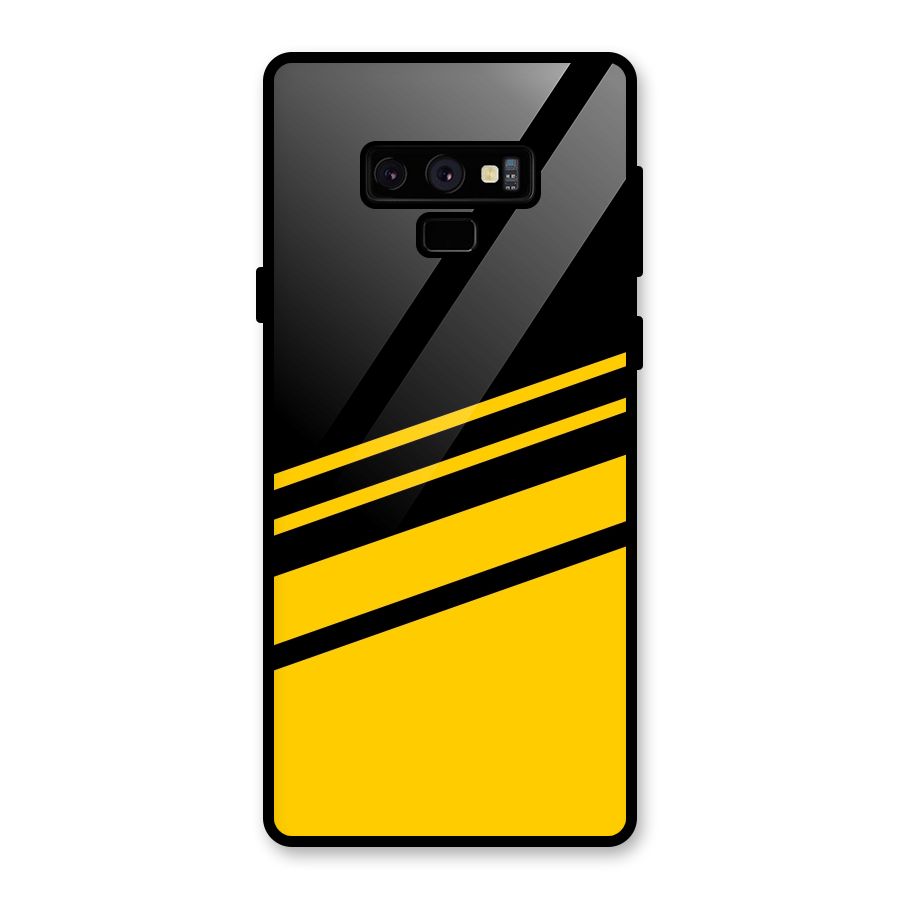 Slant Yellow Stripes Glass Back Case for Galaxy Note 9