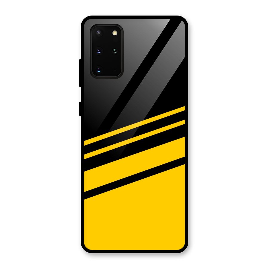 Slant Yellow Stripes Glass Back Case for Galaxy S20 Plus
