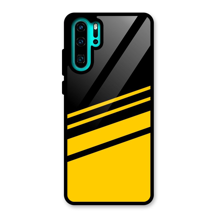 Slant Yellow Stripes Glass Back Case for Huawei P30 Pro
