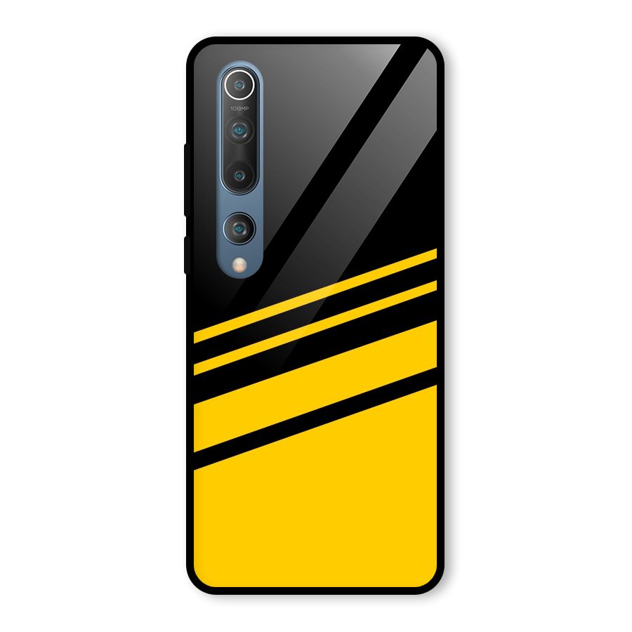 Slant Yellow Stripes Glass Back Case for Mi 10
