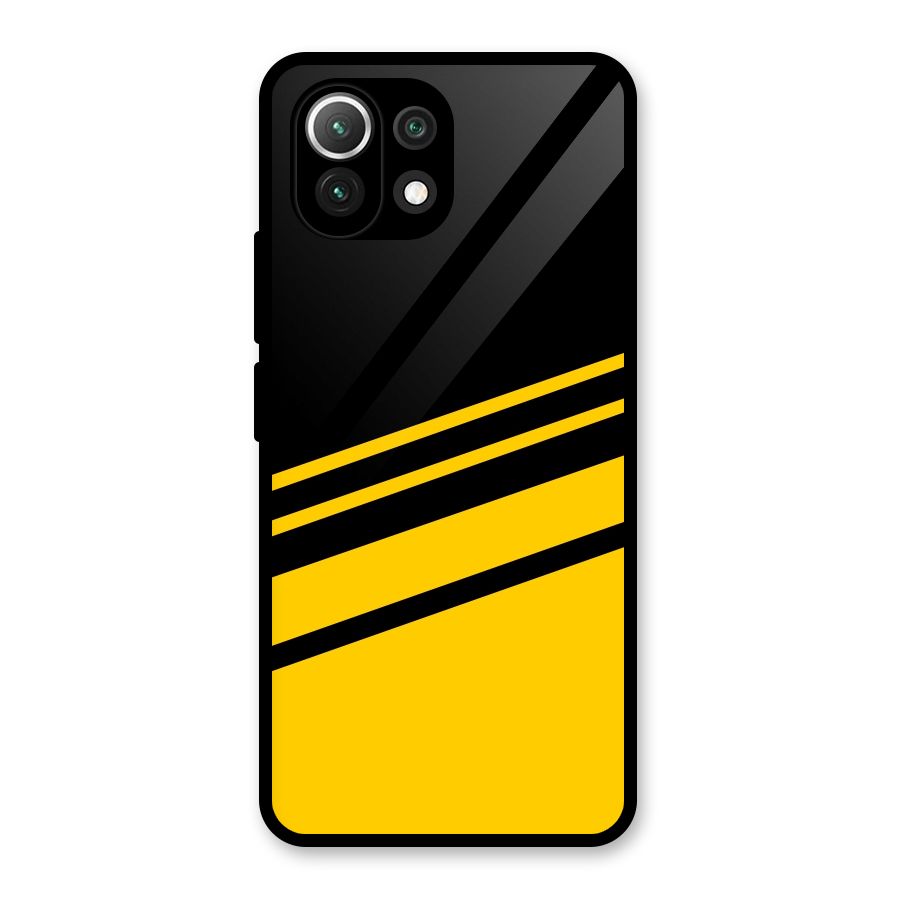 Slant Yellow Stripes Glass Back Case for Mi 11 Lite
