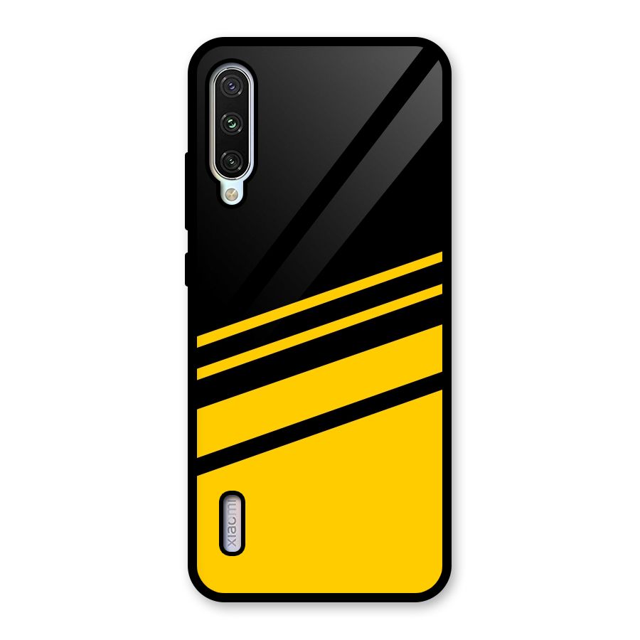 Slant Yellow Stripes Glass Back Case for Mi A3