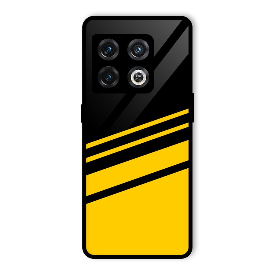 Slant Yellow Stripes Glass Back Case for OnePlus 10 Pro 5G