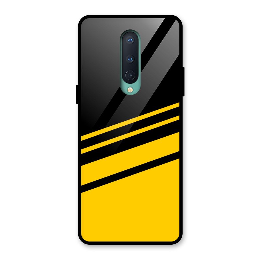 Slant Yellow Stripes Glass Back Case for OnePlus 8
