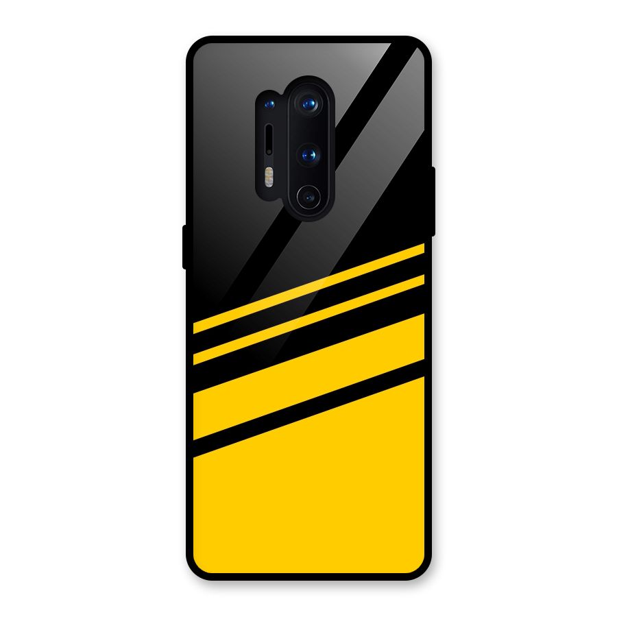 Slant Yellow Stripes Glass Back Case for OnePlus 8 Pro