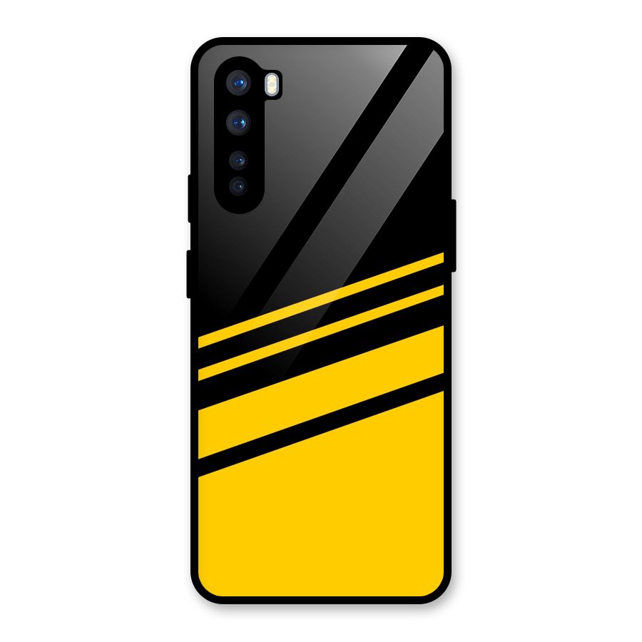 Slant Yellow Stripes Glass Back Case for OnePlus Nord