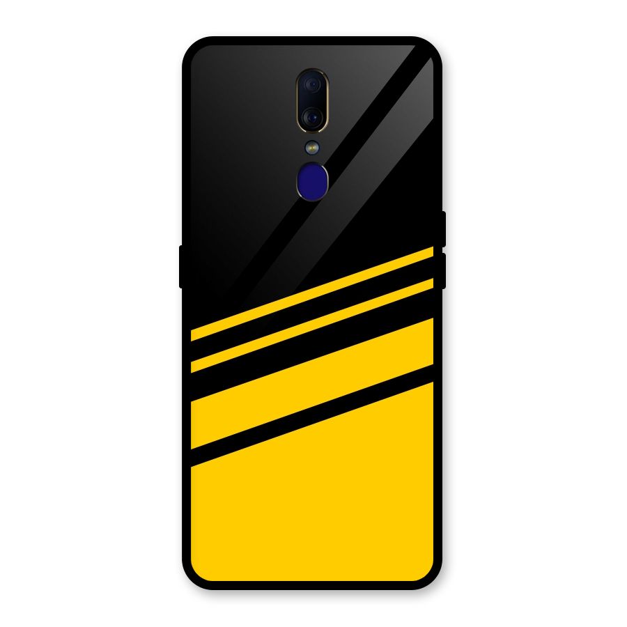 Slant Yellow Stripes Glass Back Case for Oppo F11