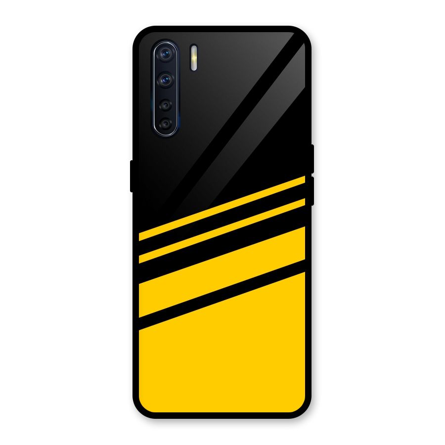 Slant Yellow Stripes Glass Back Case for Oppo F15