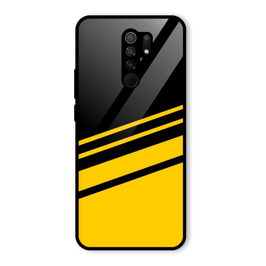 Slant Yellow Stripes Glass Back Case for Poco M2