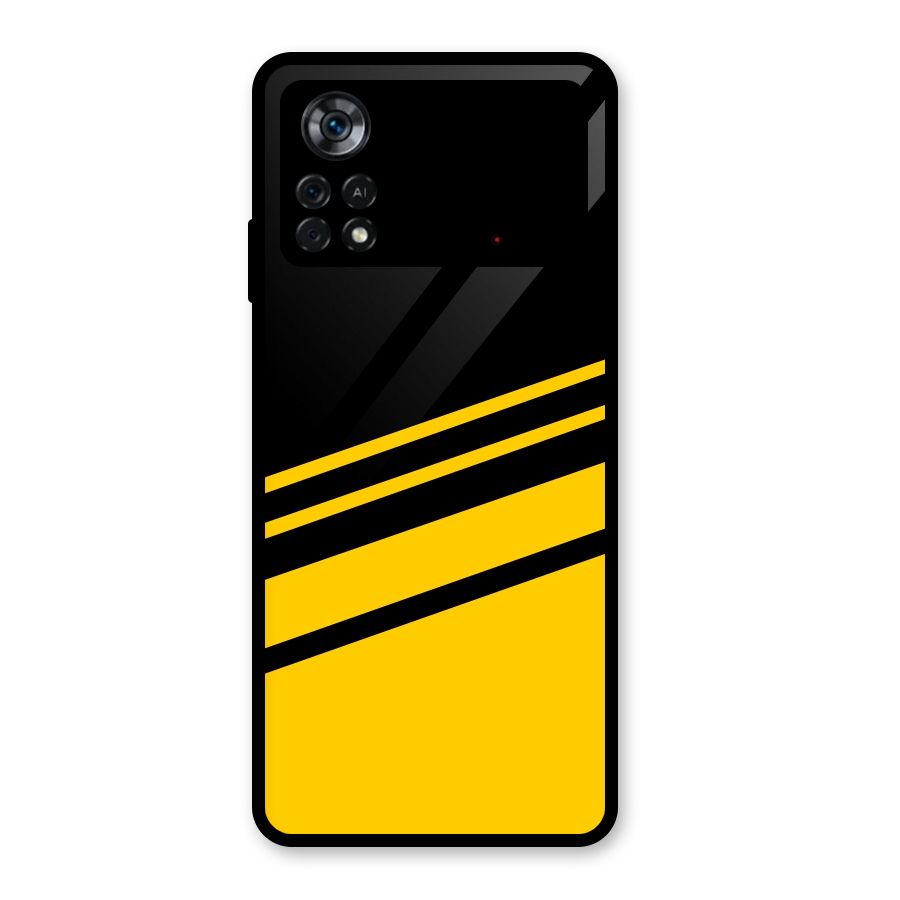 Slant Yellow Stripes Glass Back Case for Poco X4 Pro 5G