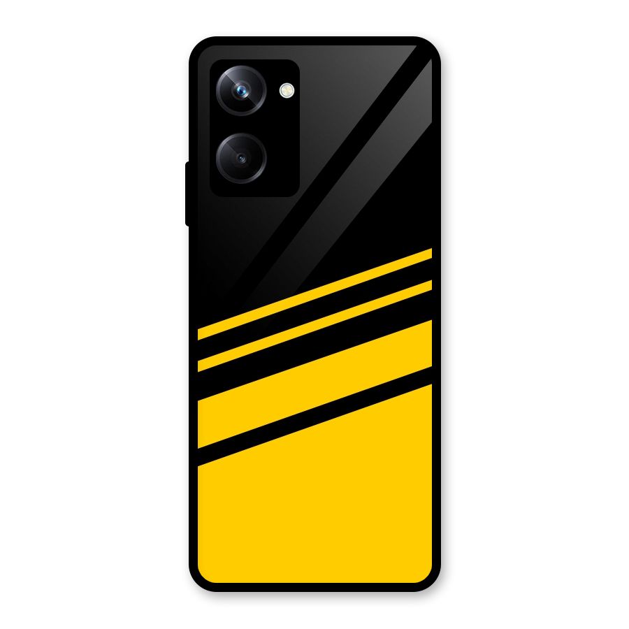 Slant Yellow Stripes Glass Back Case for Realme 10 Pro